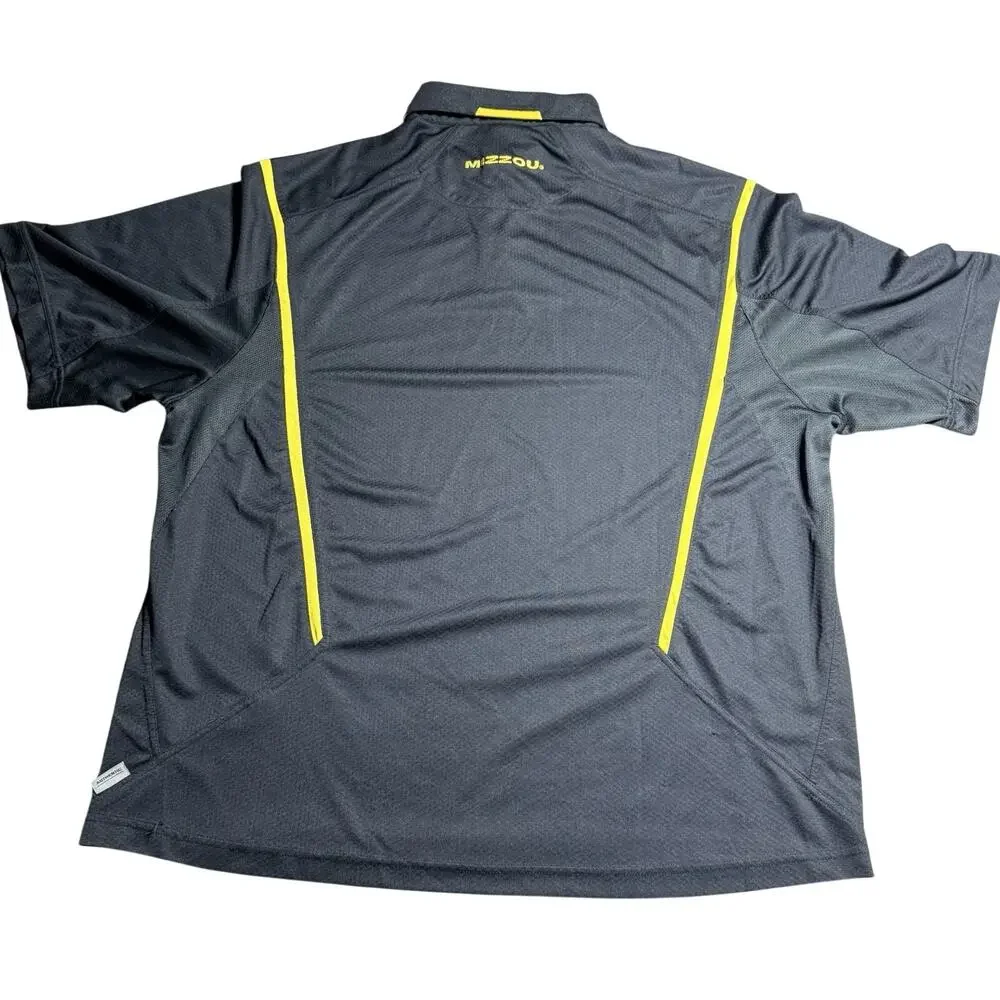 Vtg‎ Nike Team Mizzou Missouri Tigers Polo Shirt Mens 2XL FitDry Black Gold NCAA